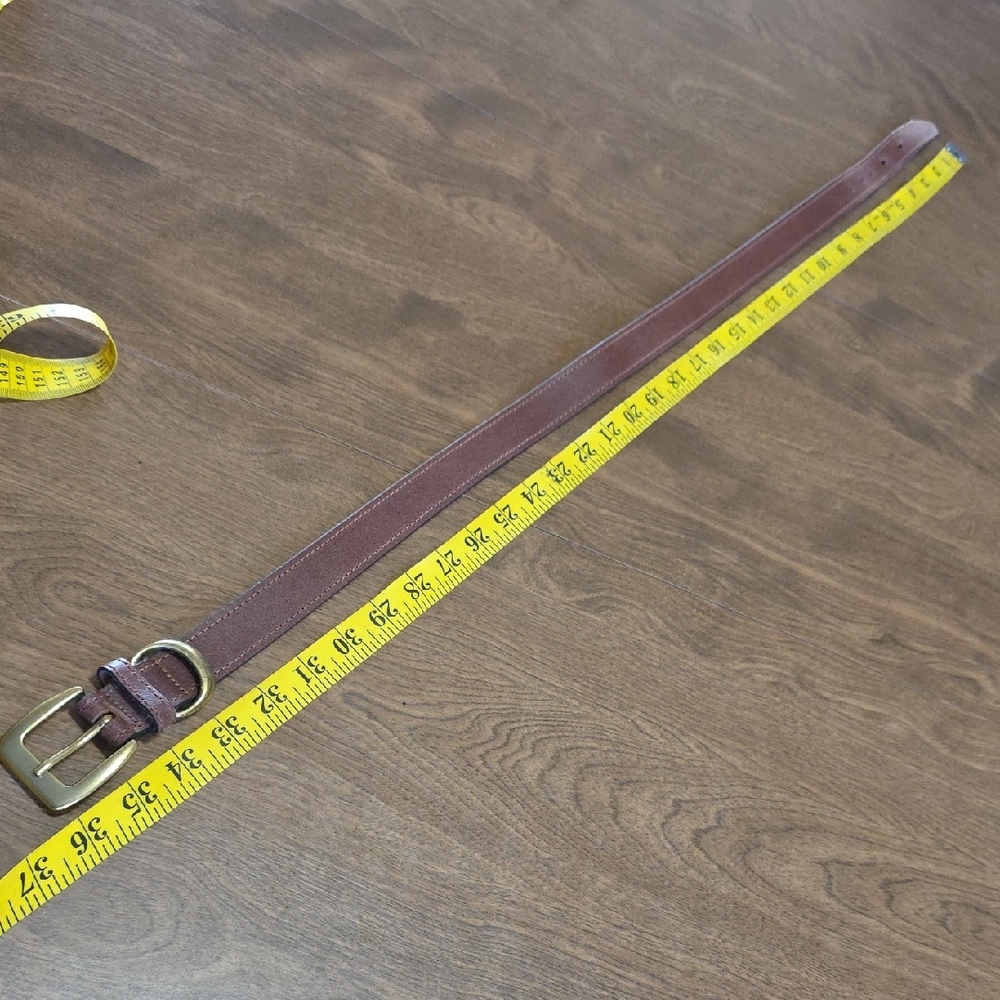 Brown Genuine Leather‎ Women's Belt Size Small 1" Thin Gold Buckle - Picture 8 of 8